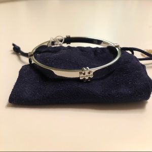 Tory Burch Logo Bangle in Silver